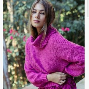 🌷Bright Pink Cowl Neck Sweater
